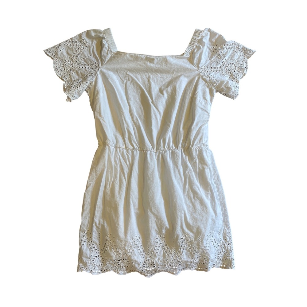 White House Black‎ Market White Eyelet Cotton Mini Dress XL Cottagecore Bridal